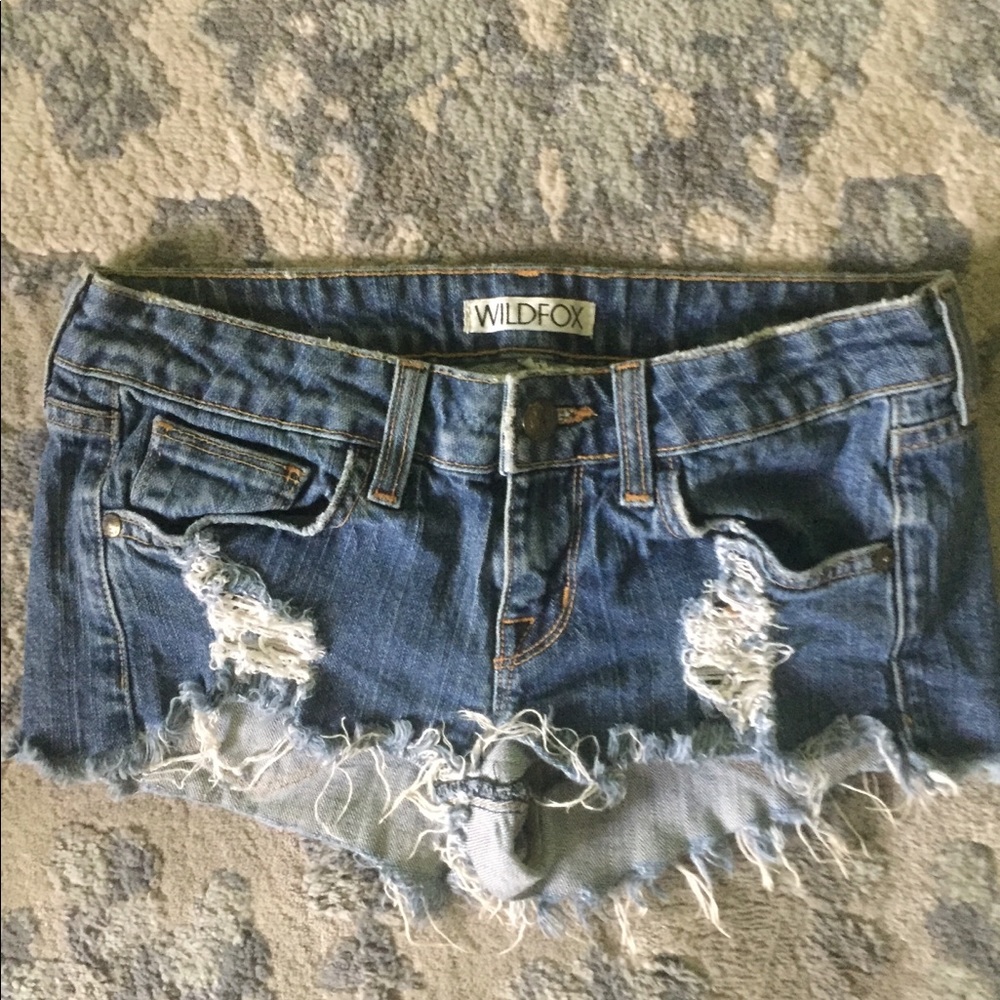 Wildfox Revolve Distressed Friday Night Low Rise Jean cutoff shorts 25
